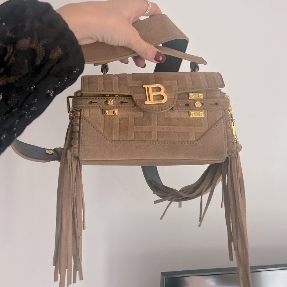 Balmain authentic brown suede bag